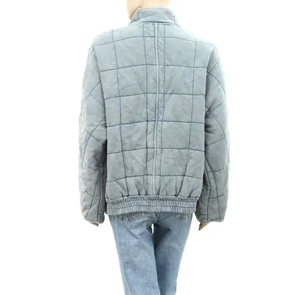 Free People Dolman Quilted Knit Jacket Top Oversized Zip-up Slouchy L NWD 277591